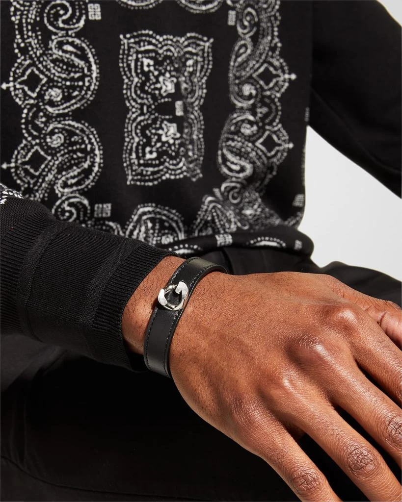 商品Givenchy|Men's G-Chain Silvery Leather Bracelet,价格¥2449,第2张图片详细描述