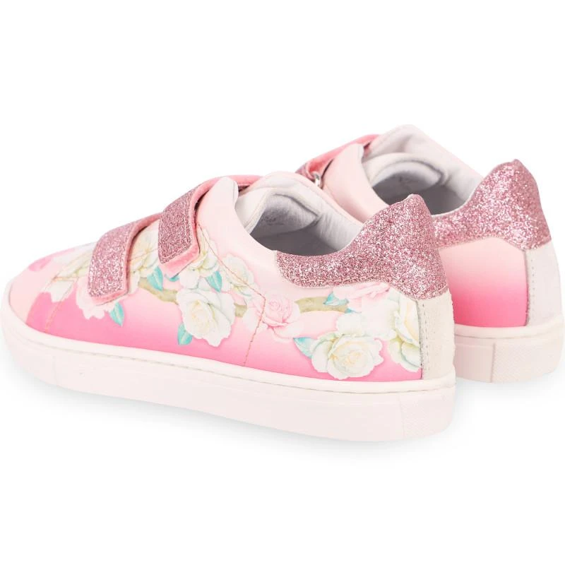 商品MONNALISA|Glittery straps floral sneakers in pink,价格¥1394,第2张图片详细描述