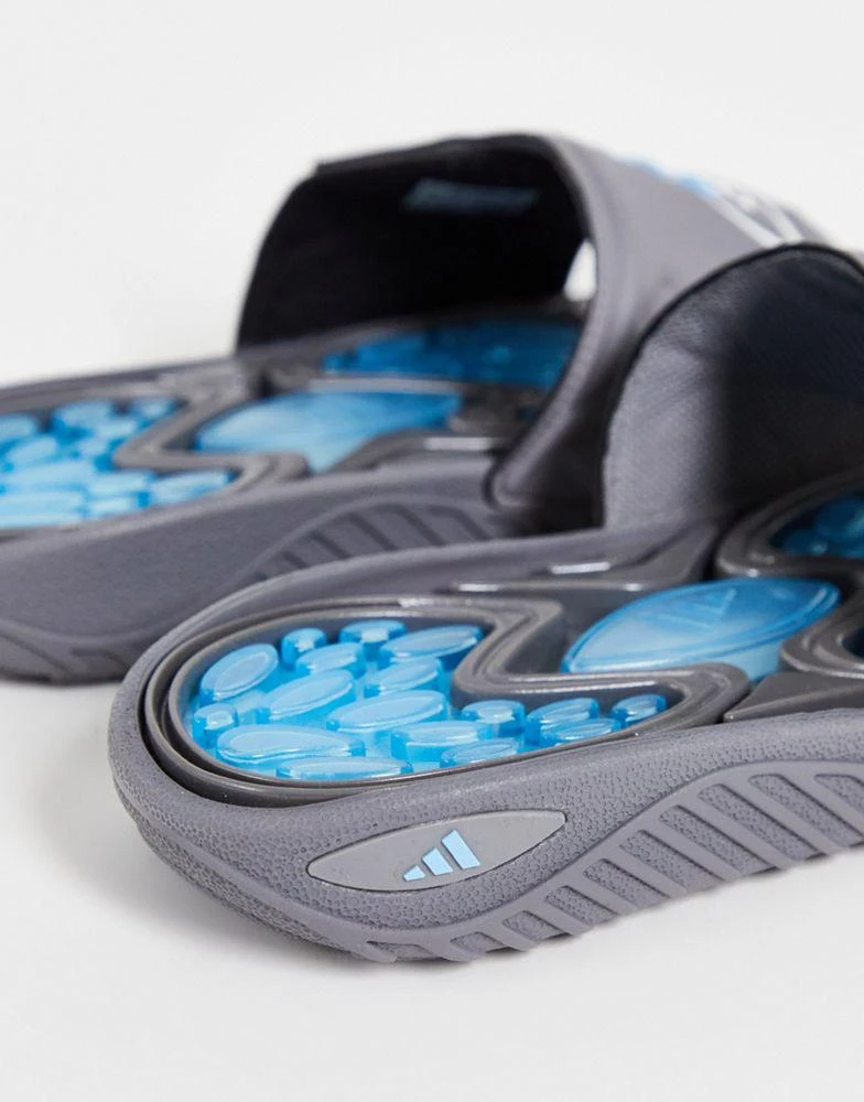 商品Adidas|adidas Originals Retossage sliders in grey and sky blue,价格¥204,第2张图片详细描述