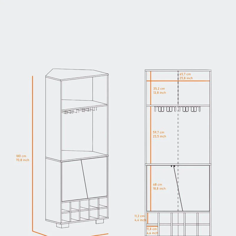 商品FM Furniture|Bahamas Corner Bar, Ten Wine Cubbies, Double Door Cabinet, Two Shelves, One Interior Shelf,价格¥1896,第2张图片详细描述