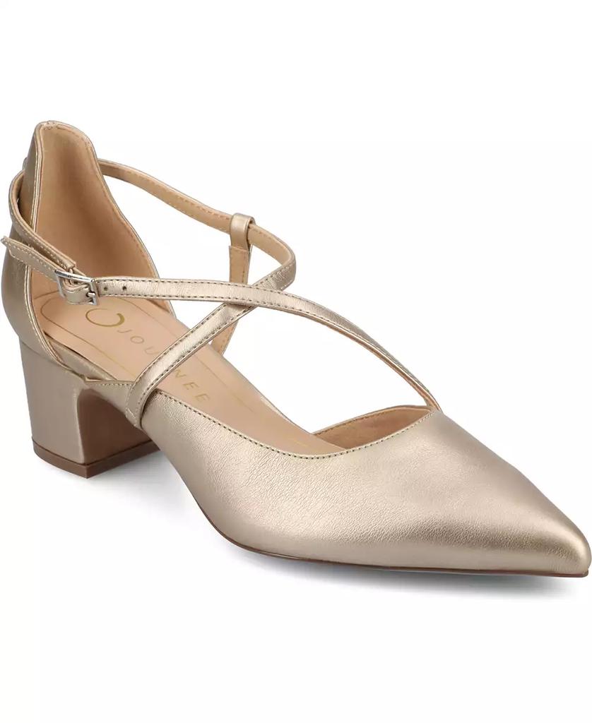 Galvinn Damen-Pumps mit Riemchen, spitzer Zehenpartie und Blockabsatz image 2