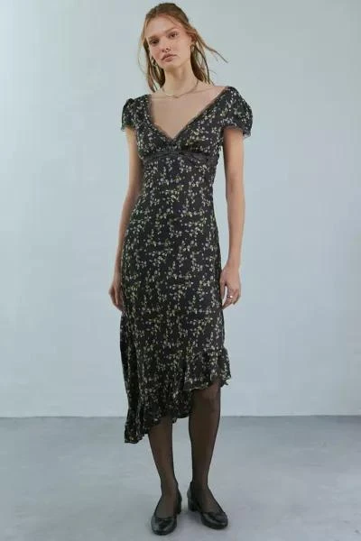 商品Kimchi Blue|Kimchi Blue Cora Lace Trim Printed Asymmetrical Midi Dress,价格¥227,第5张图片详细描述