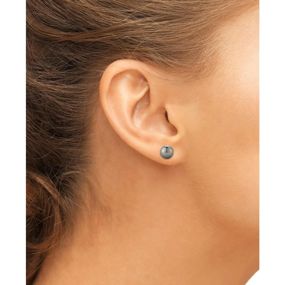 商品Macy's|Black Cultured Tahitian Pearl (9mm) Stud Earrings in 14k Gold,价格¥742,第3张图片详细描述