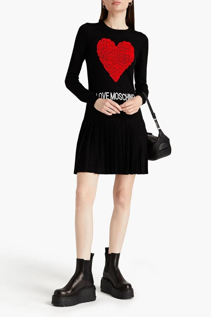 商品Love Moschino|Appliquéd intarsia wool-blend mini dress,价格¥1253,第4张图片详细描述