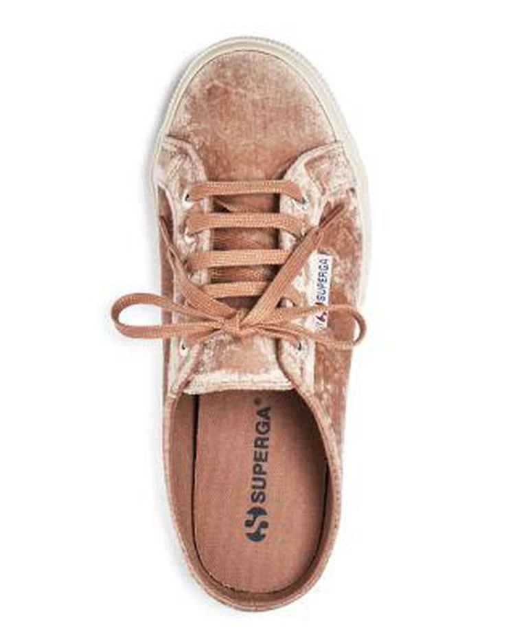 商品Superga|Women's Crushed Velvet Lace Up Sneaker Mules,价格¥519,第3张图片详细描述