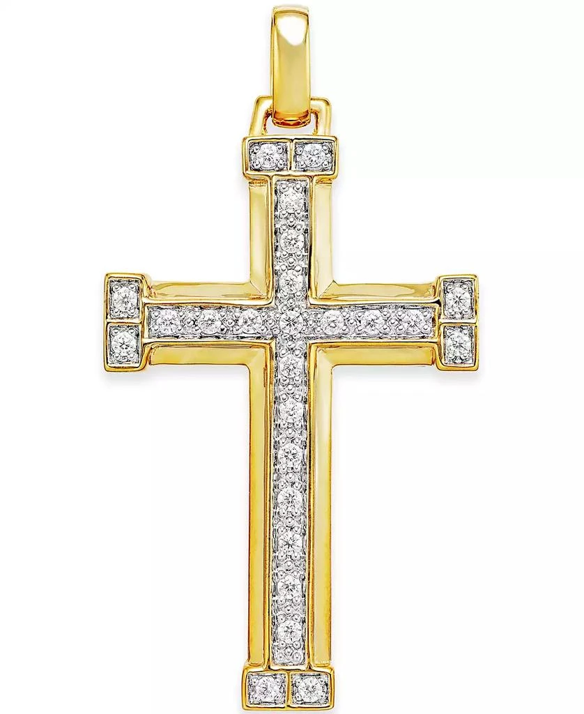 商品Macy's|Men's Diamond Cross Pendant (3/8 ct. t.w.) in 10k Gold,价格¥17566,第1张图片