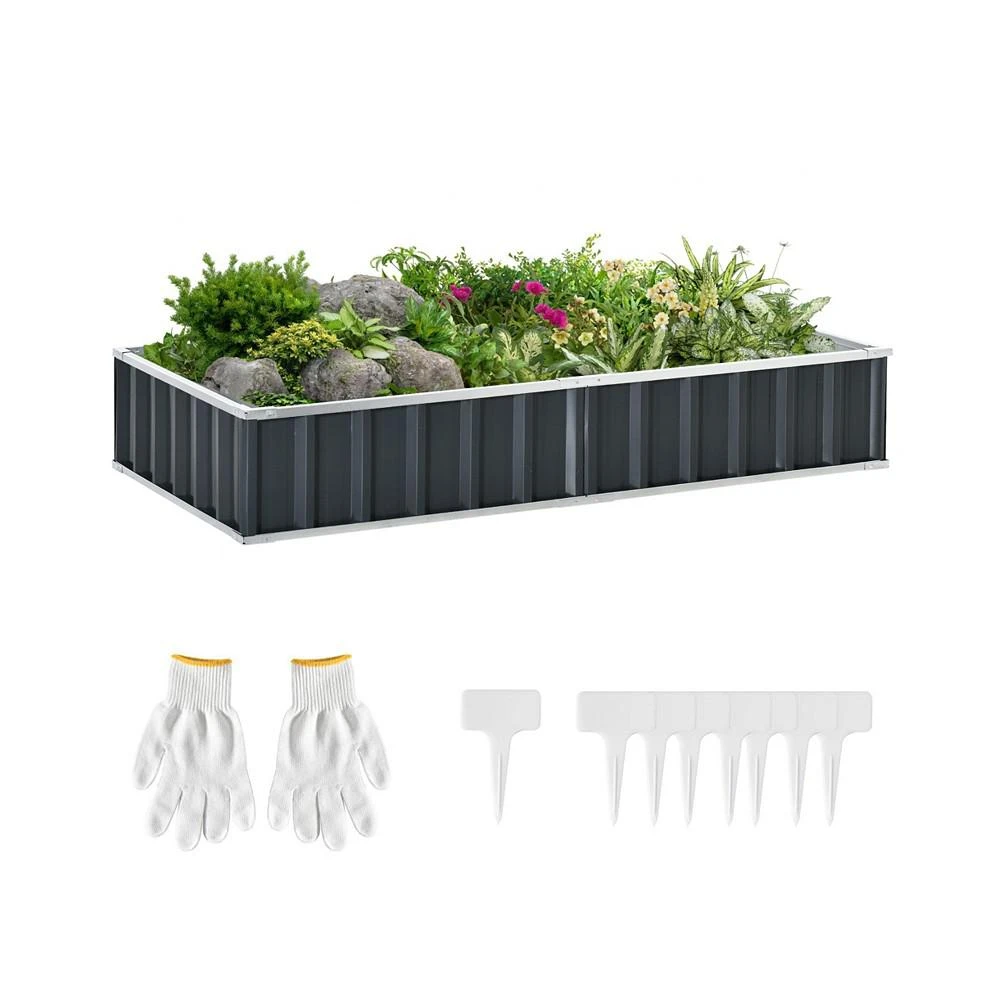 商品Outsunny|Metal Raised Garden Bed No Bottom Large Steel Planter Box w/ Gloves,价格¥770,第1张图片