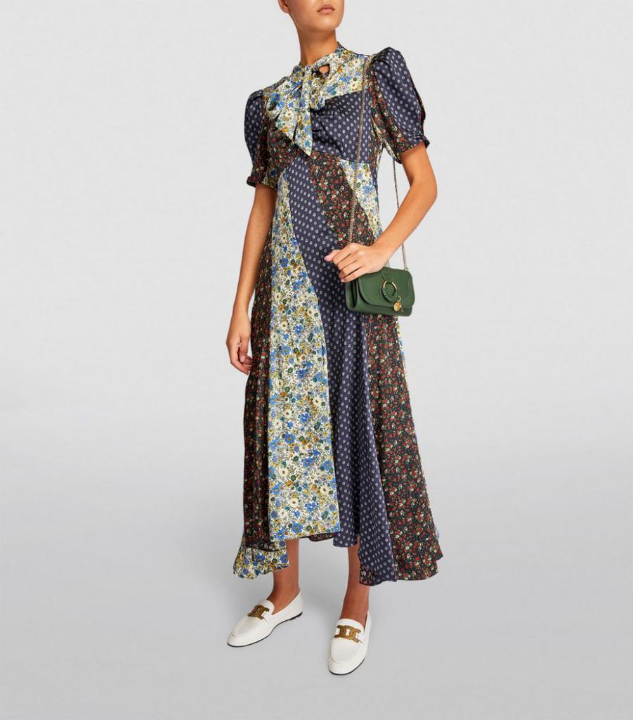 商品Sandro|Patchwork Pussybow Midi Dress,价格¥4019,第4张图片详细描述