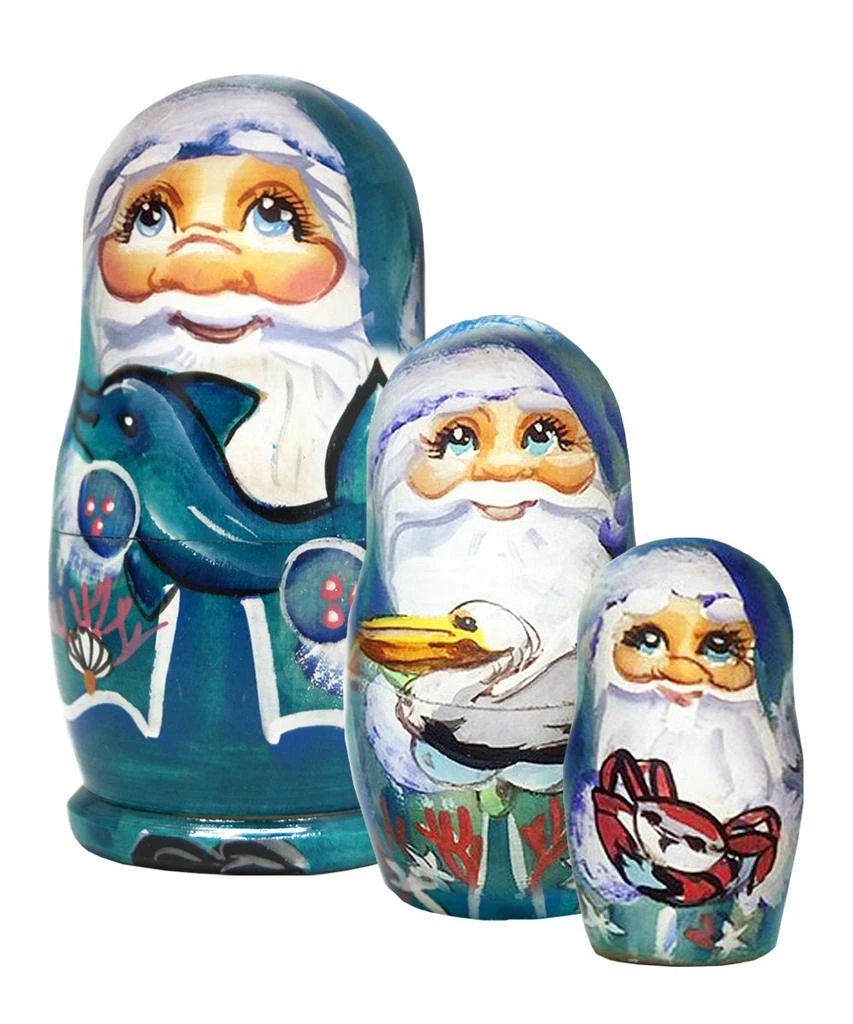 商品G. DeBrekht|Designocracy Mr. Santa of The Sea 3-Piece Russian Matryoshka Stacking Dolls Set,价格¥276,第1张图片
