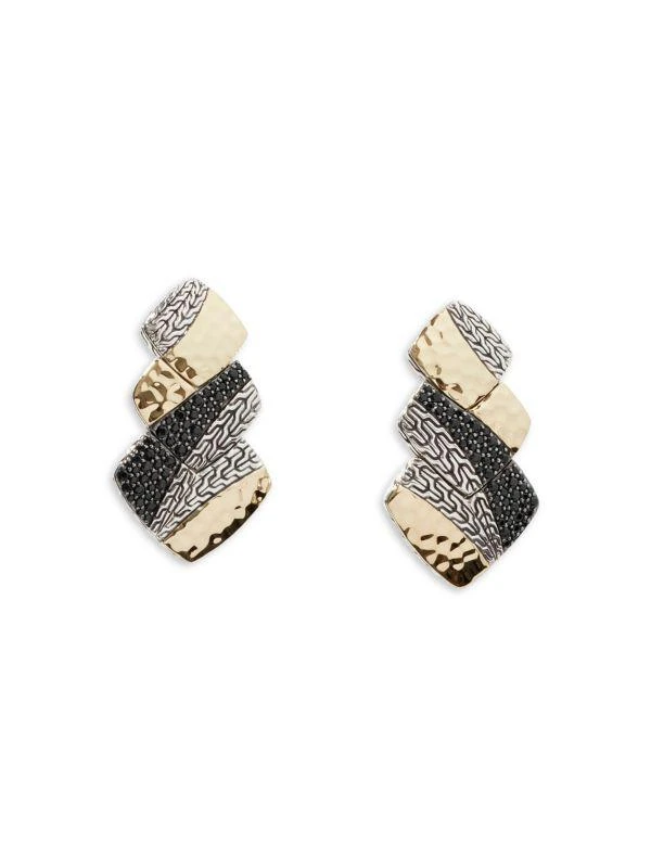 商品John Hardy|Classic Chain 18K Gold Bonded Sterling Silver, Spinel & Treated Black Sapphire Drop Earrings,价格¥8317,第1张图片