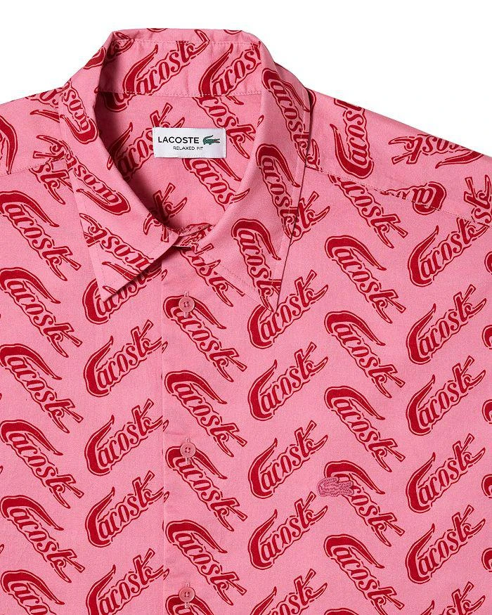 商品Lacoste|Men's Allover Logo Print Short Sleeve Shirt,价格¥306,第3张图片详细描述