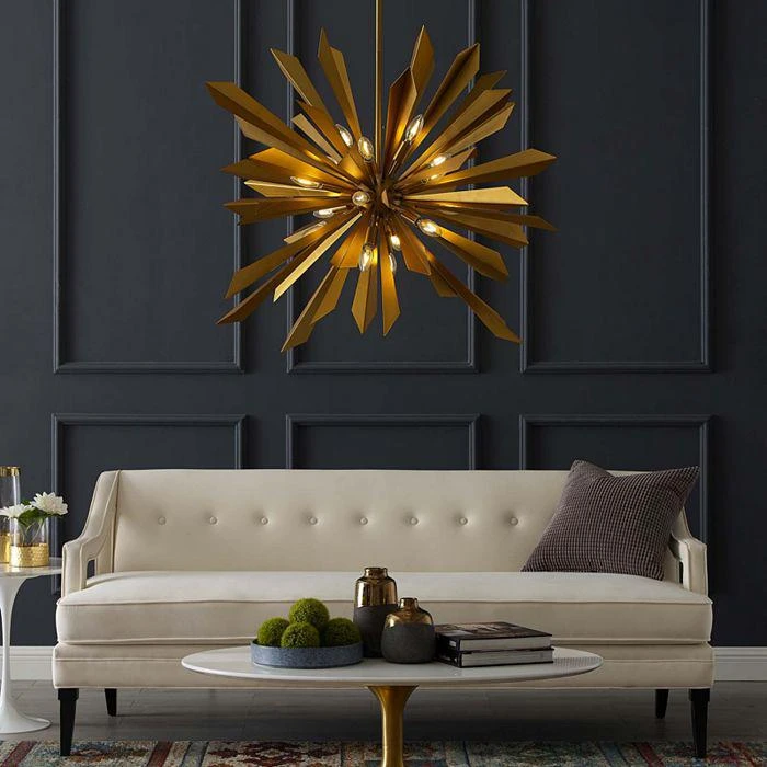 商品Modway|Pervade Starburst Brass Pendant 16-Light Chandelier,价格¥6040,第3张图片详细描述