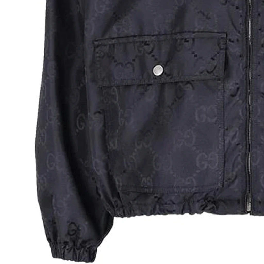 商品[国内直发] Gucci|古驰 Logo字母印花连帽长袖口袋夹克外套 男款 黑色,价格¥20912,第8张图片详细描述
