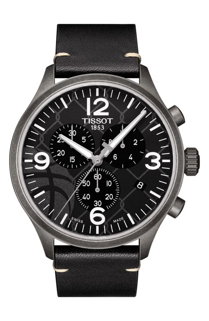 商品Tissot|Men's Chrono XL 3x3 Street Basketball Leather Strap Watch, 45mm,价格¥1749,第1张图片