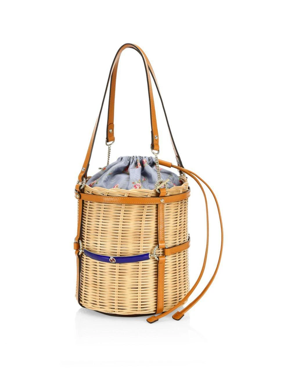 商品Gucci|Cestino Straw Small Bucket Shoulder Bag,价格¥16715,第1张图片