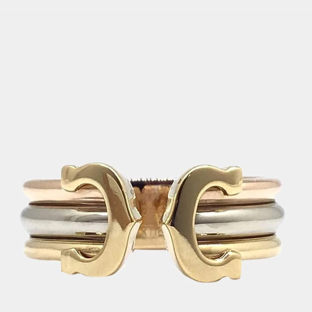 商品[二手商品] Cartier|Cartier Vintage Double C 18K Yellow Gold Rose Gold and White Gold Ring EU 48,价格¥5795,第2张图片详细描述
