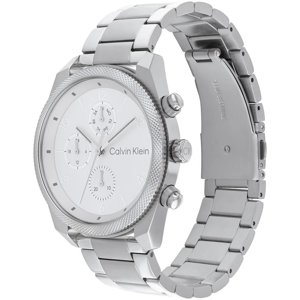 商品Calvin Klein|Men's Multifunction Silver-Tone Stainless Steel Bracelet Watch 44mm,价格¥1431,第2张图片详细描述
