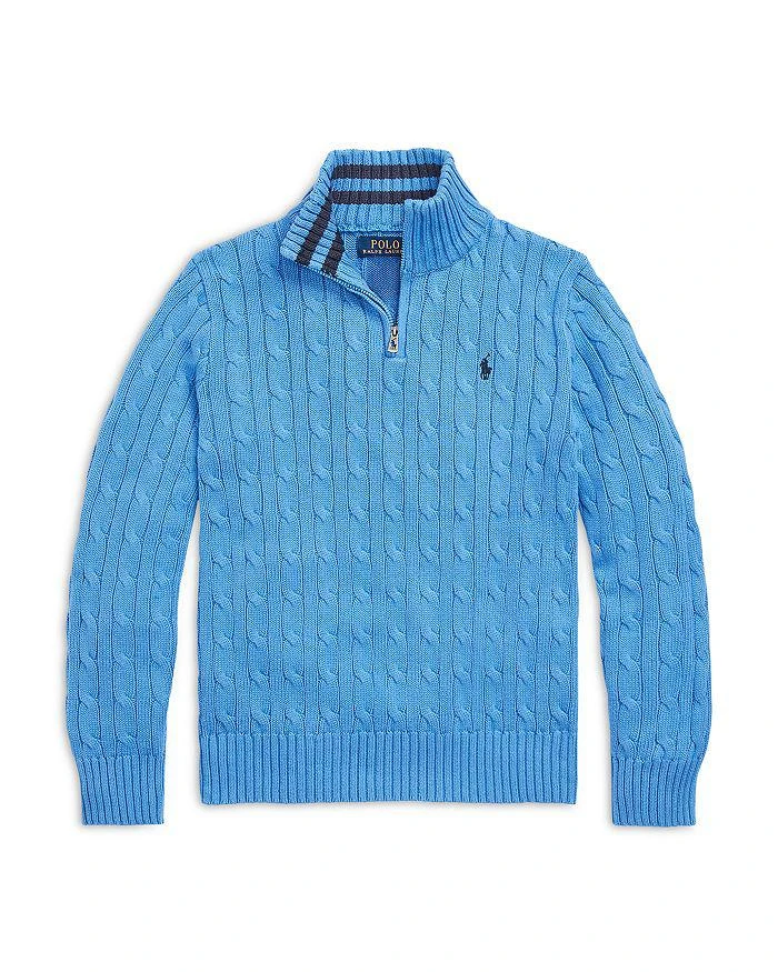商品Ralph Lauren|Boys' Cotton Cable Quarter Zip Sweater - Little Kid, Big Kid,价格¥290,第1张图片