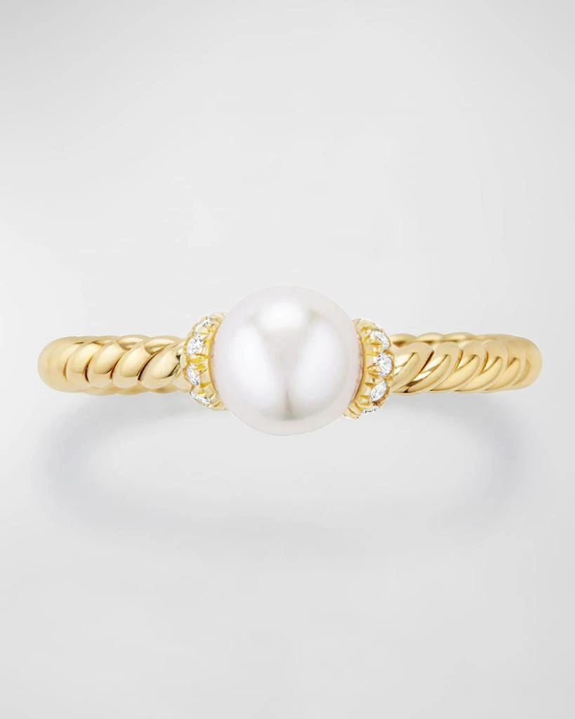 商品David Yurman|Solari Petite 18k Gold Pearl Station Ring with Diamonds, Size 5,价格¥6925,第3张图片详细描述