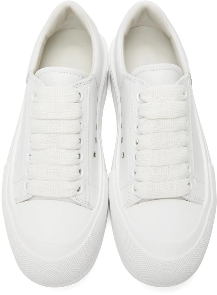 商品Alexander McQueen|White Leather Deck Plimsoll Sneakers,价格¥2286,第5张图片详细描述
