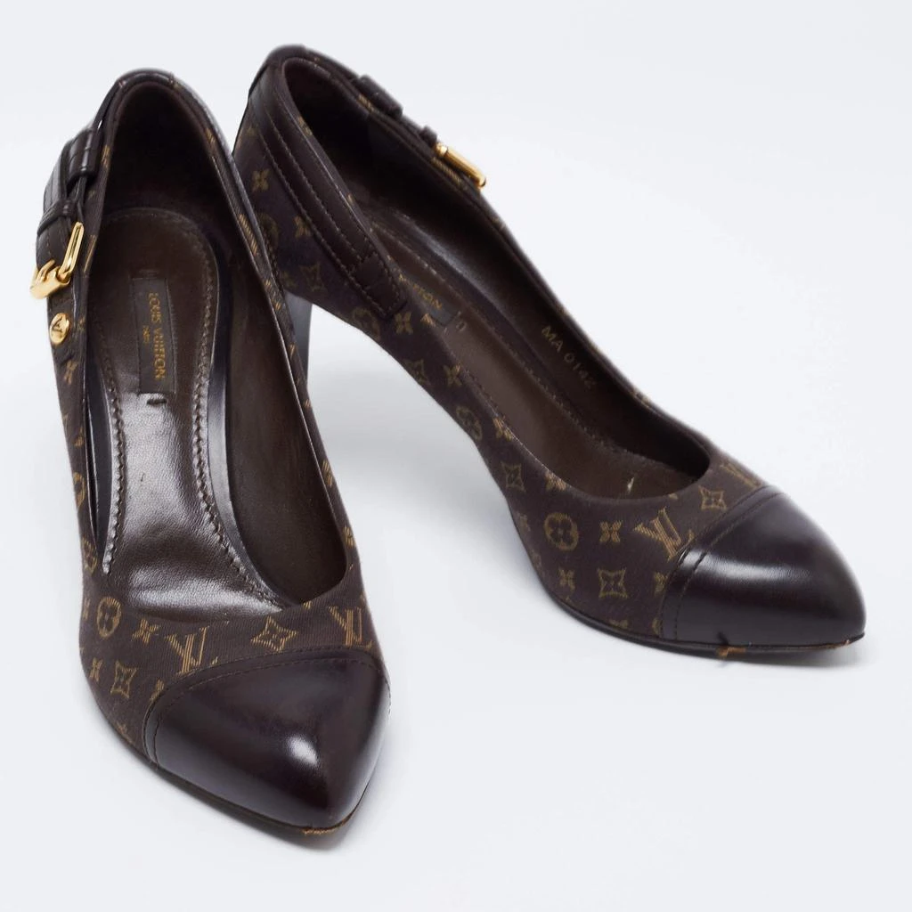 商品[二手商品] Louis Vuitton|Louis Vuitton Brown Monogram Canvas and Leather Idylle Cap Toe Pumps Size 36.5,价格¥2839,第4张图片详细描述