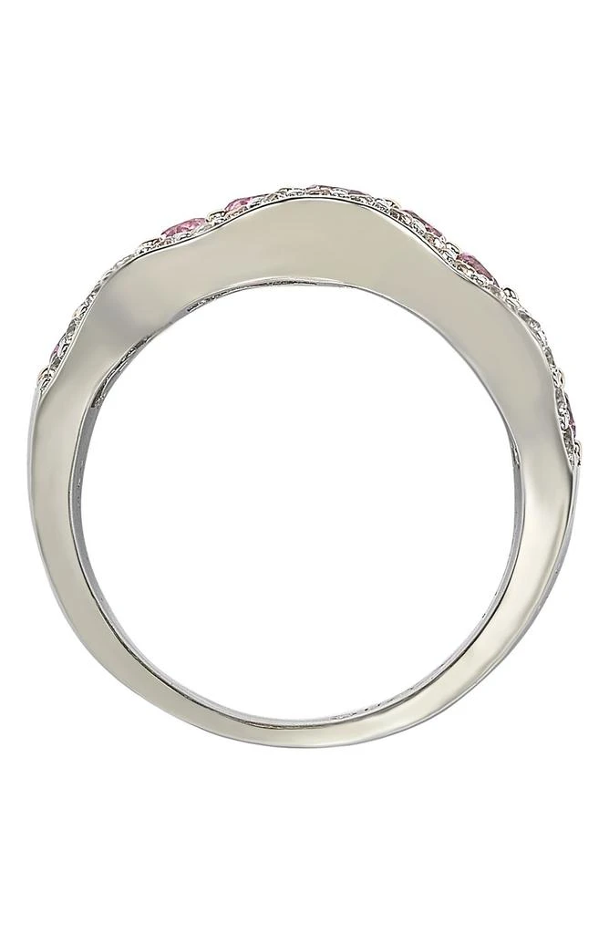 商品Suzy Levian|18K Gold Plated Sterling Silver Pink & Created White Sapphire Diamond Accent Band Ring - 0.02 ctw,价格¥2548,第4张图片详细描述