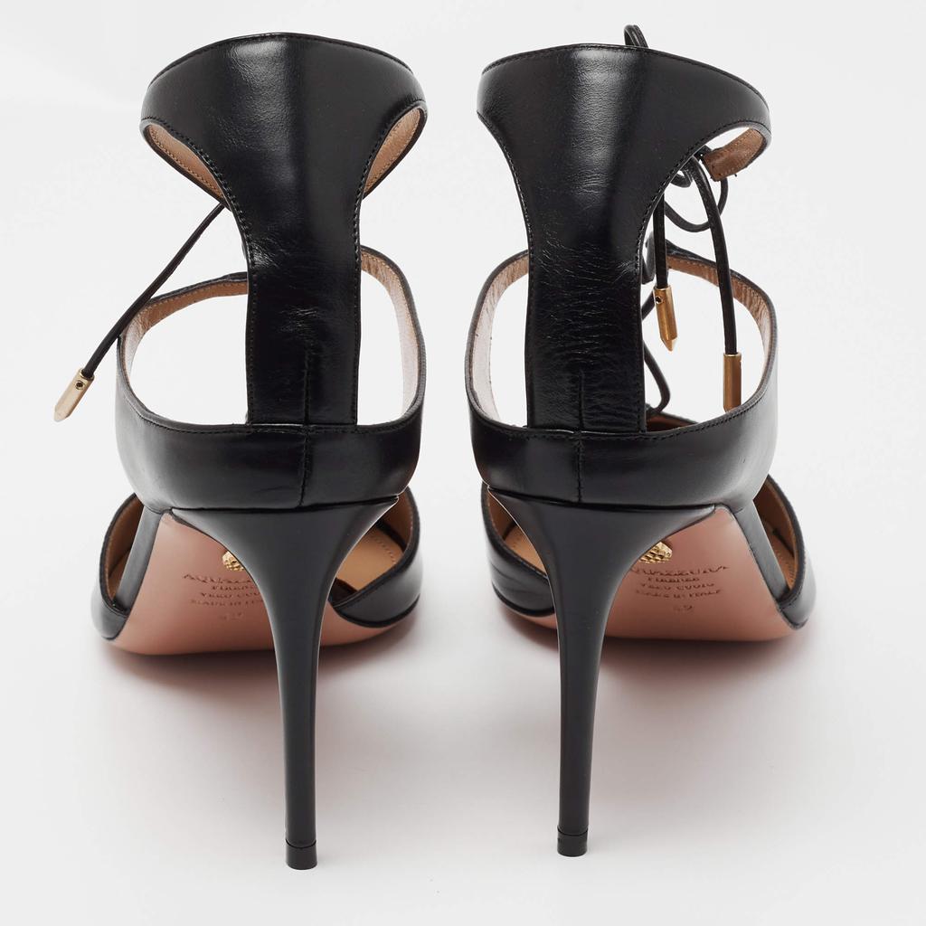 Aquazzura Black Leather Manhattan Ankle Wrap Pumps Size 42商品第5张图片规格展示