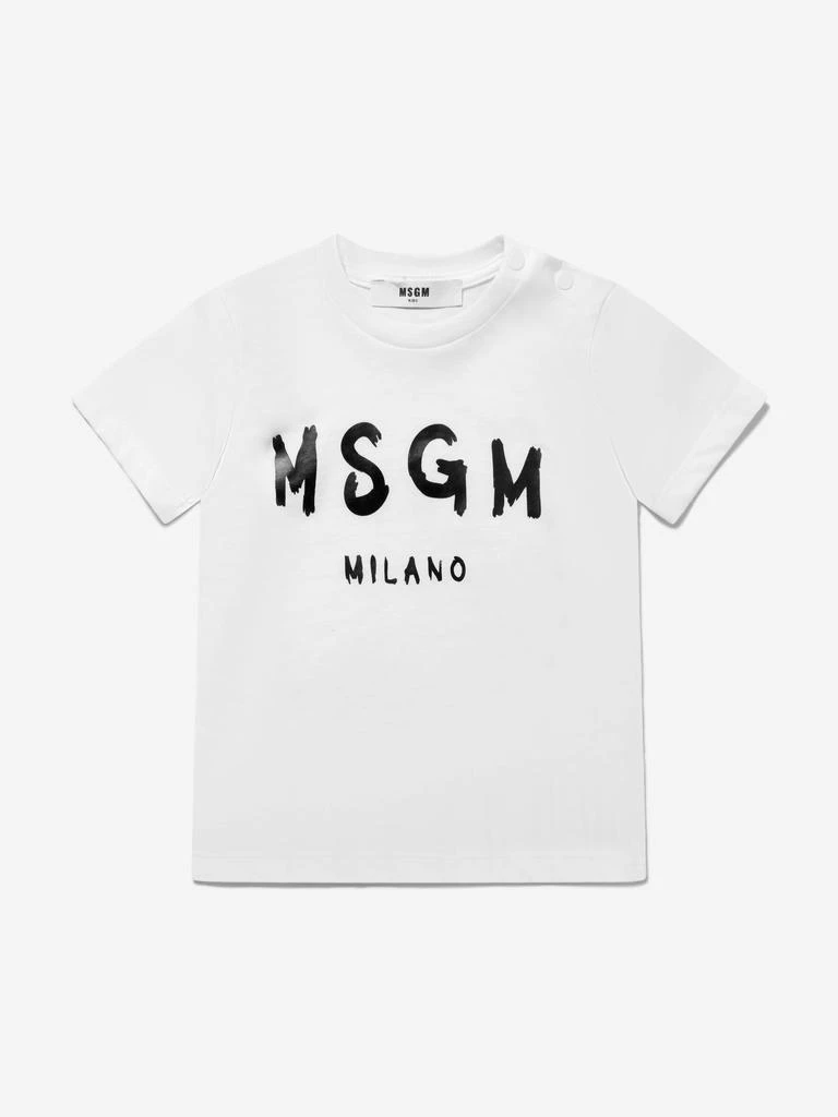 商品MSGM|MSGM White Baby Unisex Cotton Jersey T-Shirt,价格¥394,第1张图片