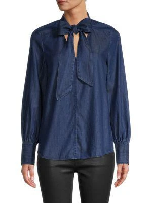 商品Kate Spade|Tie Neck Denim Shirt,价格¥263,第1张图片