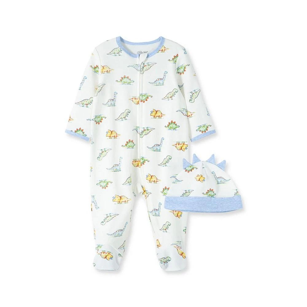 商品Little Me|Baby Boys Dinomite Footed Coverall and Cap Set, 2 Piece,价格¥97,第1张图片