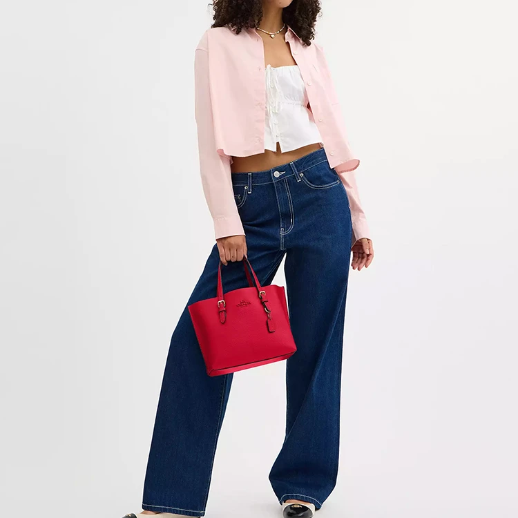 商品[国内直发] Coach|蔻驰 Mollie 25 品牌徽标可拆卸肩带 皮革 托特包Tote包购物袋手提单肩包 中号 女款 红色,价格¥2364,第5张图片详细描述