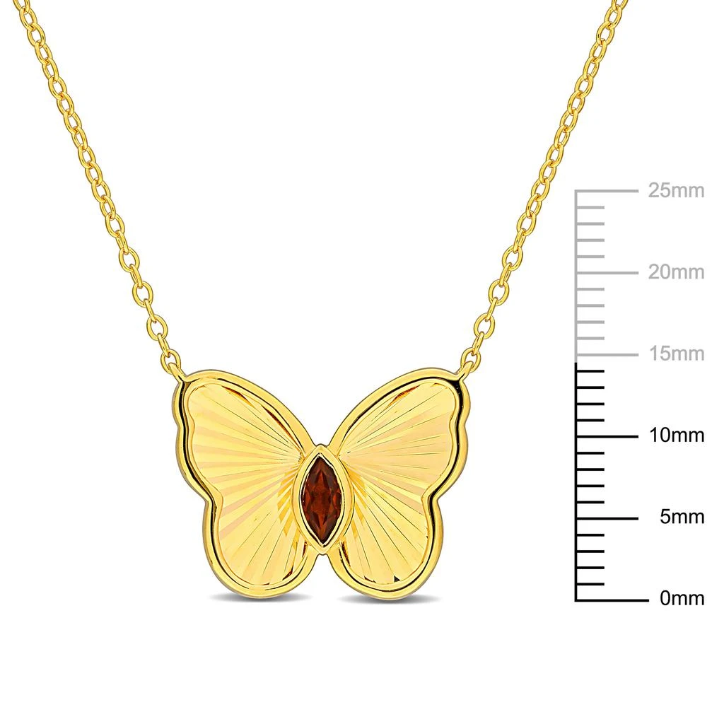 商品Mimi & Max|1/5ct TGW Marquise-Cut Garnet Butterfly Necklace with Chain Yellow Silver-17 in,价格¥388,第3张图片详细描述