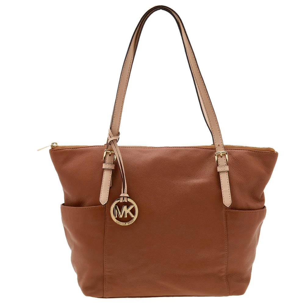 商品[二手商品] Michael Kors|MICHAEL Michael Kors Brown/Beige Leather Jet Set Top Zip Tote,价格¥808,第1张图片