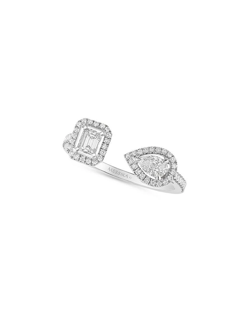商品Messika|18K White Gold My Twin Diamond Pear & Emerald Cut Toi & Mois Halo Cuff Ring,价格¥28109,第1张图片