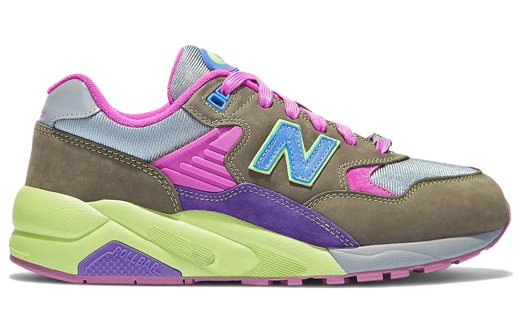 商品[国内直发] New Balance|[预售3天]Stray Rats x   NB 580 复古撞色拼接减震防滑耐磨 低帮 休闲跑步鞋 男女同款 粉绿色,价格¥859,第3张图片详细描述