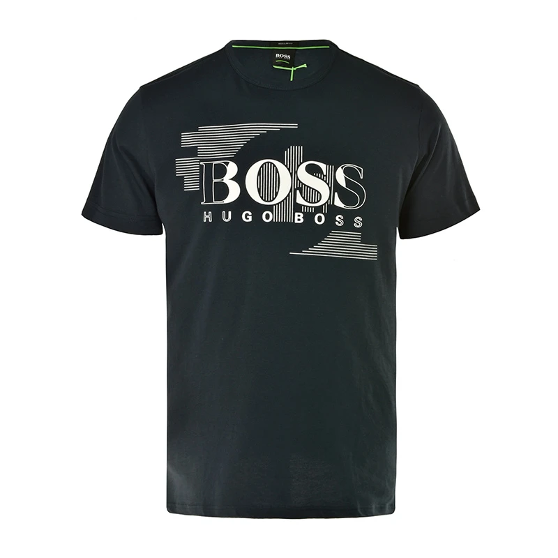 Hugo Boss 雨果博斯 男士深蓝色白字棉质短袖T恤 TEE1-50383429-410 商品