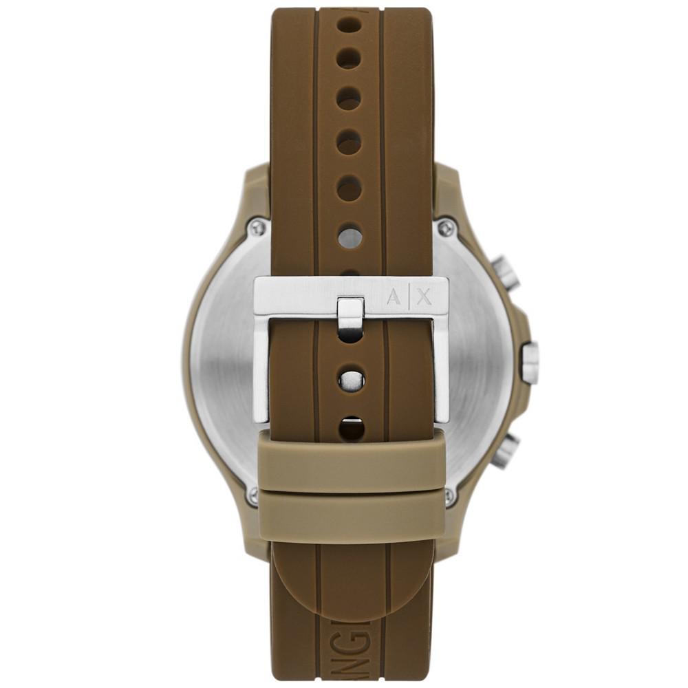 Men's Chronograph Brown Silicone Strap Watch, 46mm商品第3张图片规格展示