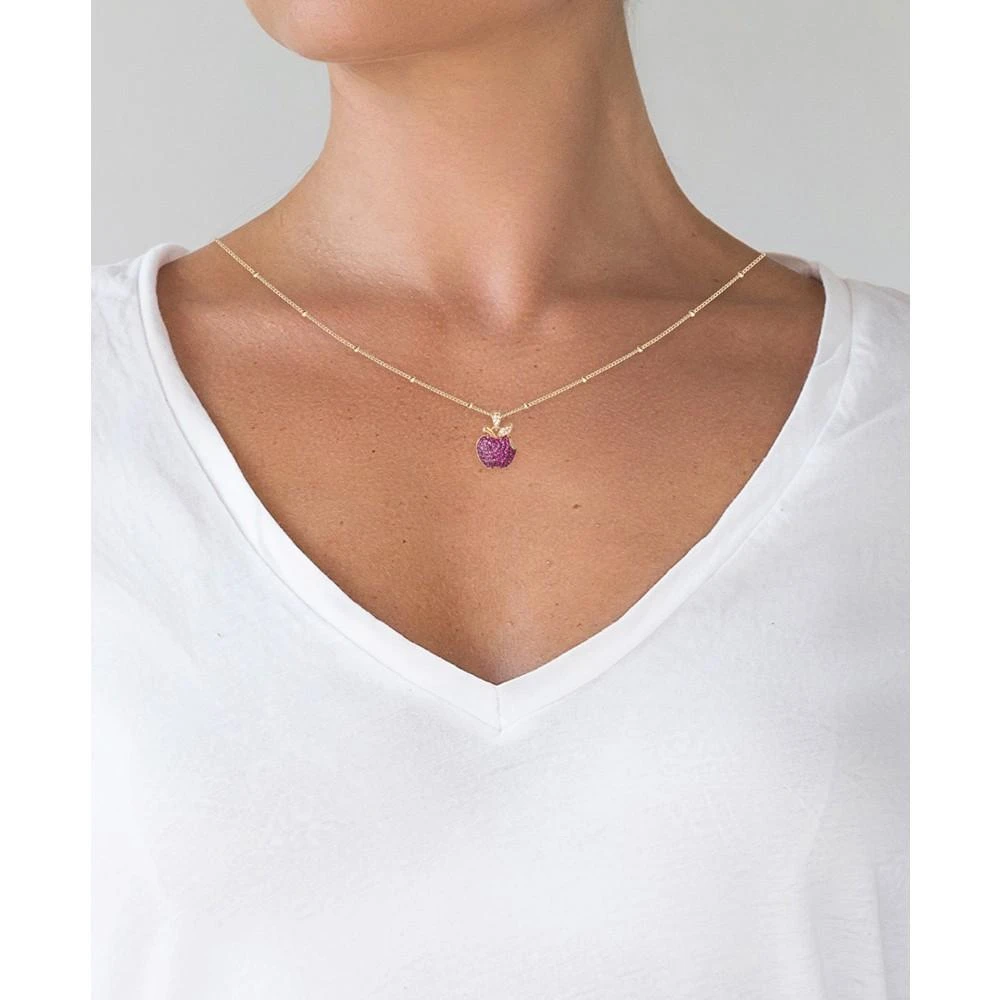 商品Disney|Cubic Zirconia Snow White Poison Apple 18" Pendant Necklace in 18k Gold-Plated Sterling Silver,价格¥499,第2张图片详细描述