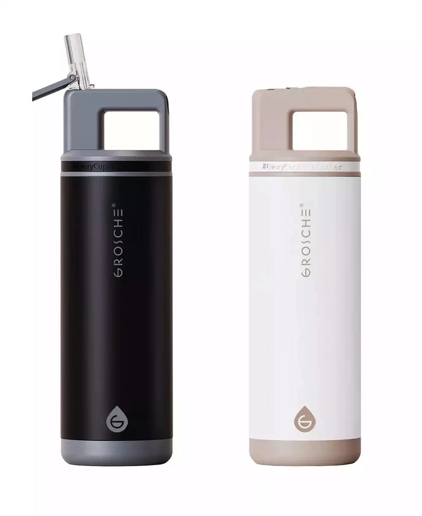 商品GROSCHE|Alpine Flip 'N Sip Insulated, Leakproof Water Bottle with Straw, 20 OZ, 2pk,价格¥561,第1张图片