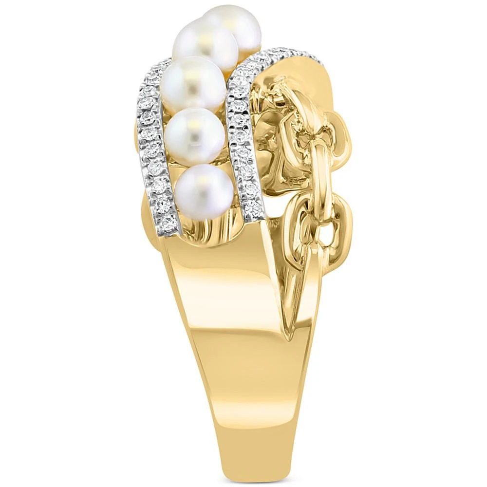 商品Effy|EFFY® Cultured Freshwater Pearl (3mm) & Diamond (1/6 ct.t.w.) Crossover Ring in 14k Gold,价格¥17859,第4张图片详细描述