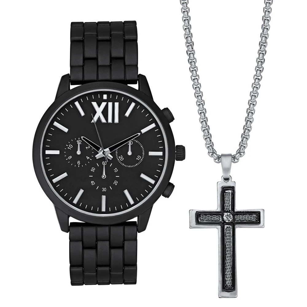 商品INC International|Men's Matte Black Bracelet Watch 48mm Gift Set, Created for Macy's,价格¥310,第1张图片