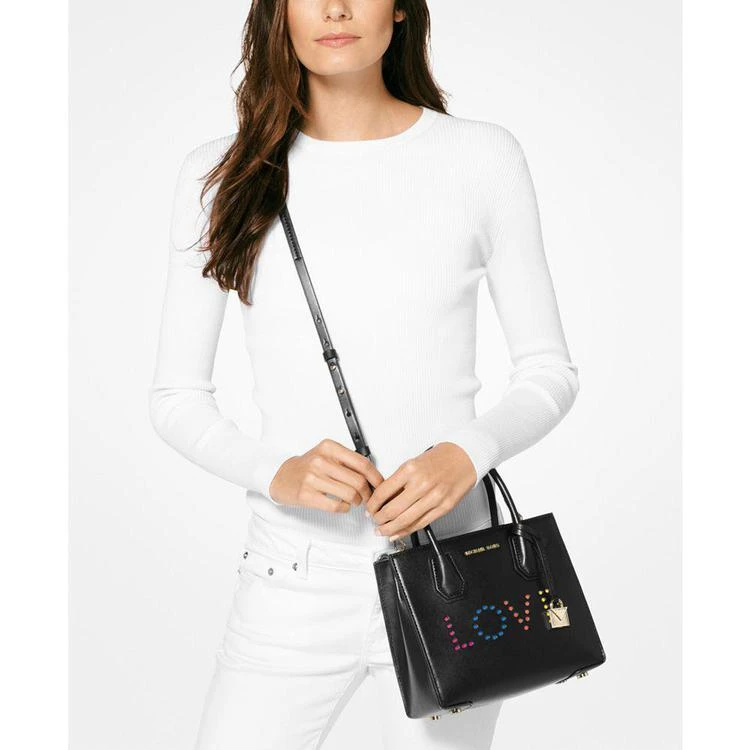 商品Michael Kors|Mercer 中号 LOVE 贴片装饰皮质手提包,价格¥866,第2张图片详细描述