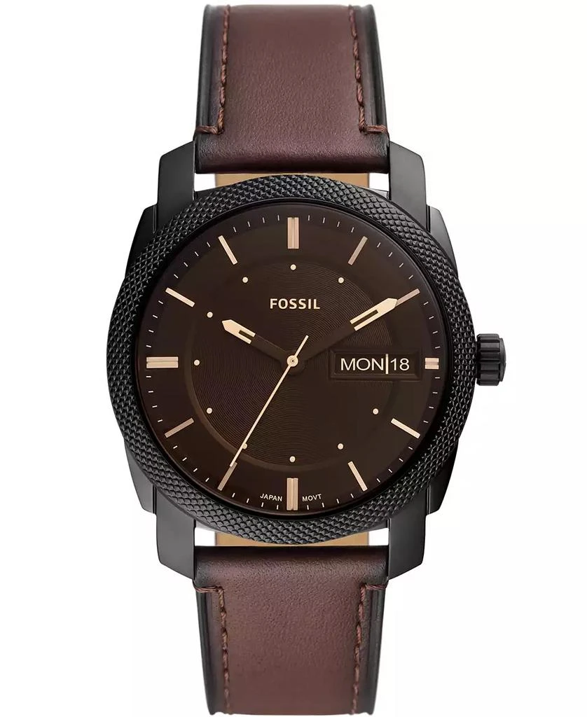 商品Fossil|Men's Machine Brown Leather Strap Watch 42mm,价格¥1123,第1张图片