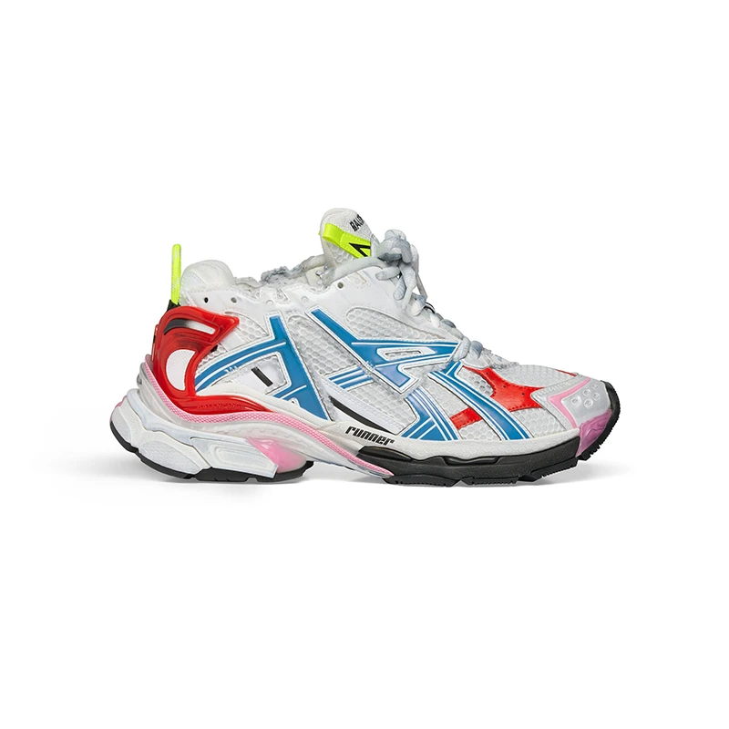 商品Balenciaga|巴黎世家23新款 男白色彩色磨损网布尼龙运动鞋,价格¥7597,第1张图片