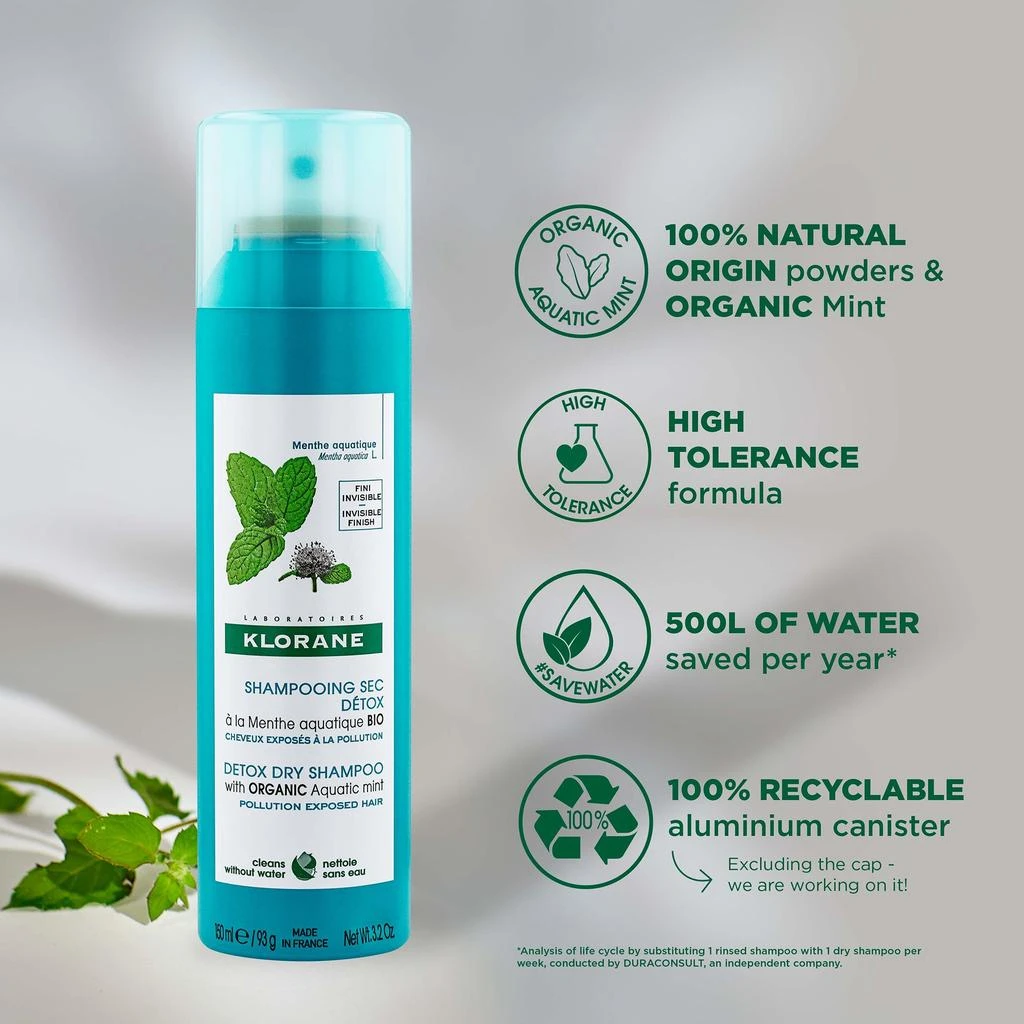 商品KLORANE|Klorane Detox Shampoo with Aquatic Mint - Anti-Pollution 3.2 oz.,价格¥201,第3张图片详细描述