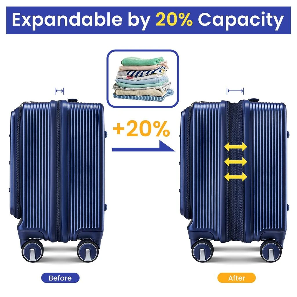 商品Streamdale Furniture|Streamdale 18" Carry On Luggage with Front Open Door &Laptop Interlayer,价格¥1019,第4张图片详细描述