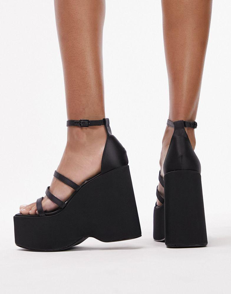 Topshop Shaunagh high platform wedge in black商品第2张图片规格展示