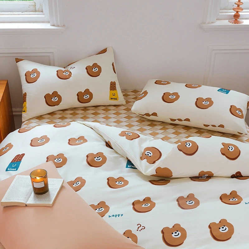 格岚云顿饼干与熊纯棉床上用品四件套全棉三件套儿童床单被套夏 商品