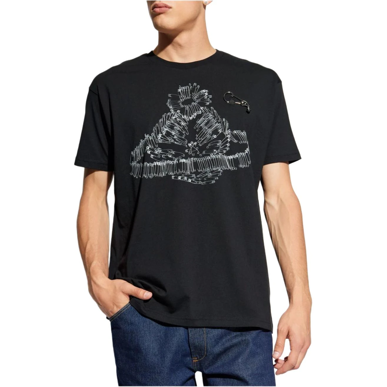 商品[国内直发] Vivienne Westwood|SS24 土星Logo印花圆领短袖T恤 男款 黑色,价格¥2104,第3张图片详细描述