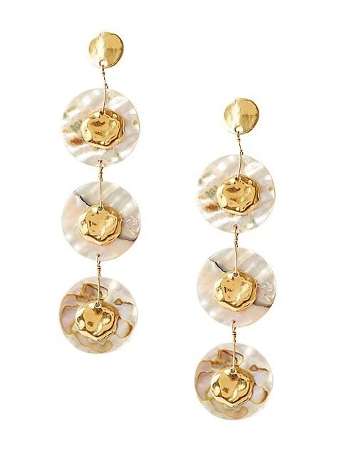 商品Chan Luu|18K-Gold-Plated & Abalone Shell Coin Earrings,价格¥1243,第1张图片
